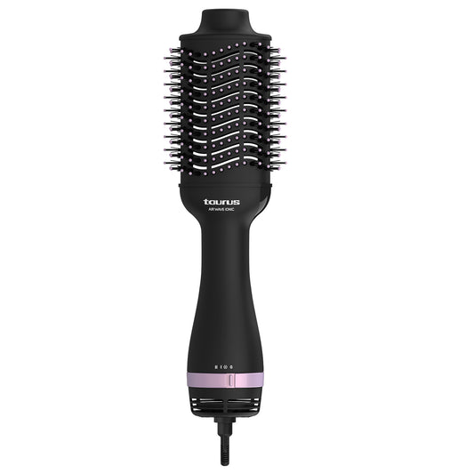Zwarte rond borstelhaardroogborstel met roze accentband